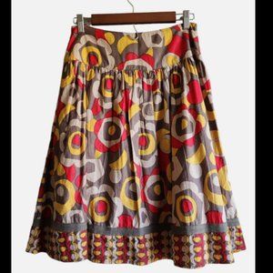 Mix Nouveau S Retro Y2k Geometric Indian India Patterned 100% Cotton Midi Skirt